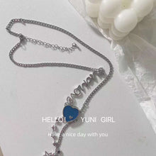 Load image into Gallery viewer, H3LL NO Unisex blue heart titanium steel necklace
