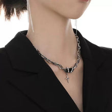 Load image into Gallery viewer, H3LL NO chic black zircon necklace style unisex men women
