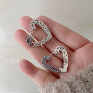 H3LL NO love shape carved chinese style trendy chic female women's earrings