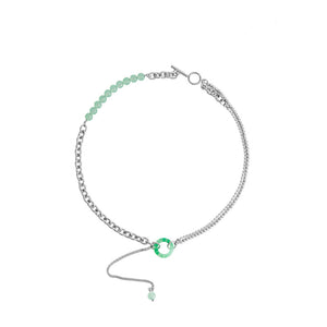 Unisex Designer Geometric Stainless Steel Jade Necklace