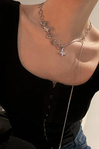 H3LL NO womens unisex transparent bead splicing chain star pendant Necklace