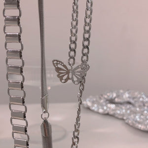 H3LL NO Cool girl design metal chain butterfly pendant adjustable neck choker necklace
