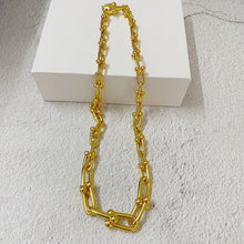 Load image into Gallery viewer, H3LL NO Unisex Designer U-shaped horseshoe buckle chain necklace bracelet plated with real gold / womens men