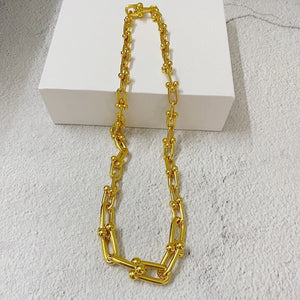 H3LL NO Unisex Designer U-shaped horseshoe buckle chain necklace bracelet plated with real gold / womens men