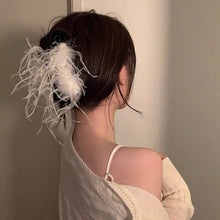 Load image into Gallery viewer, H3LL NO Super fairy white ostrich hair clip hairpin Female Minority design headwear
