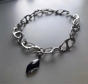 H3LL NO unisex niche design button splicing titanium steel gemstone pendant necklace men and women jewelry accessories