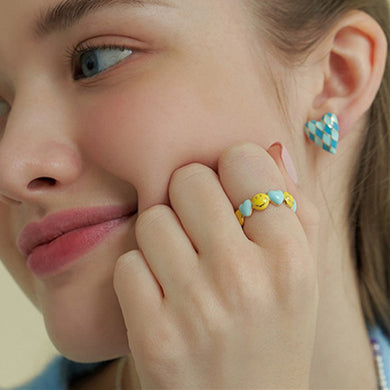 H3LL NO unique playful smiling smile face ring female women's fashion jewelry
