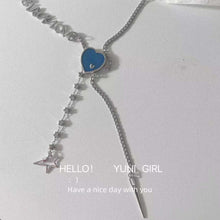 Load image into Gallery viewer, H3LL NO Unisex blue heart titanium steel necklace