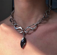 Load image into Gallery viewer, H3LL NO unisex niche design button splicing titanium steel gemstone pendant necklace men and women jewelry accessories