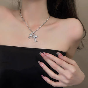 H3LL NO Double Cross pendant female  chain Necklace Chrome Hearts luxury design