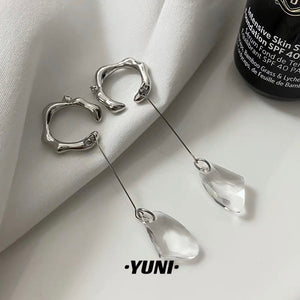 Water Drop Pendant manmade Crystal Earrings without Earholes Female Minimal Design Simple for women