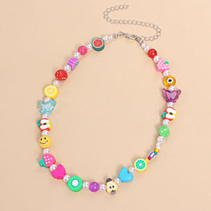 H3LL NO Unisex Designer Smile face necklace acrylic  jewelry butterfly pearl fruit rice beads