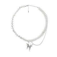 Load image into Gallery viewer, H3LL NO womens Butterfly Necklace female liquid metal style clavicle chain