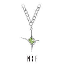 Load image into Gallery viewer, Emerald irregular Green star necklace sweater chain niche design hip hop designer jewelry silver color