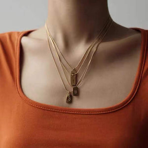 H3LL NO lucky number necklace silver and gold color square shape neck chain women's female jewelry