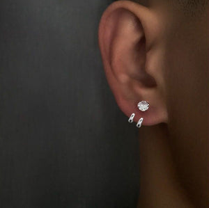 H3LL NO minimal zircon stud earrings unisex women