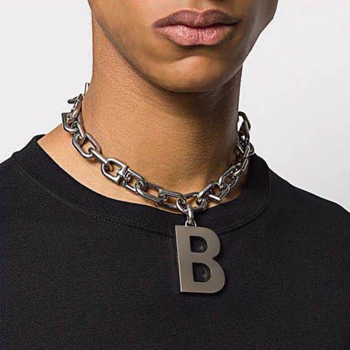 H3LL NO unisex niche designer letter B bold necklace mens womens jewelry