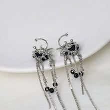 Load image into Gallery viewer, H3LL NO black rose ear bone clip chain tassel earrings without piercing earrings womens jewelry