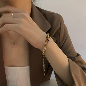 H3LL NO Metal chain leopard pattern acrylic splicing Bracelet female cool style, small design sense