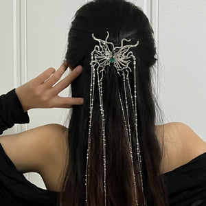 H3LL NO Butterfly tassel clip headgear hairpin female niche design high-end hair accessories