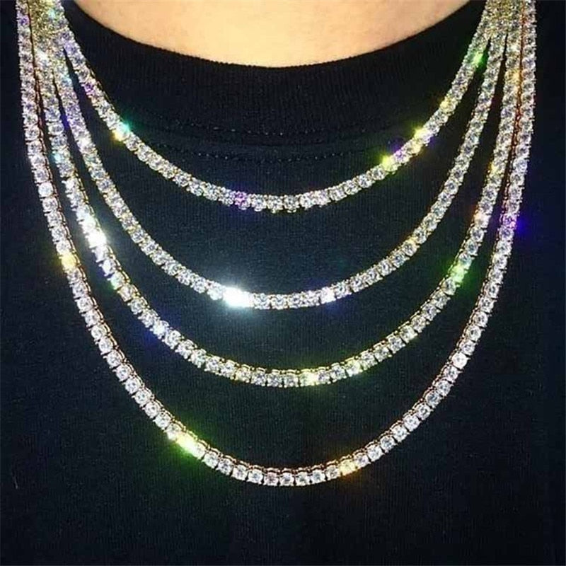 Travis Scott Hiphop Rhinestone Iced Out Tennis Chain Necklace Unisex / Cristiano Ronald, Selena Gomez